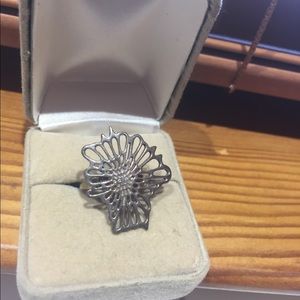 Sunburst ring sterling silver size 7